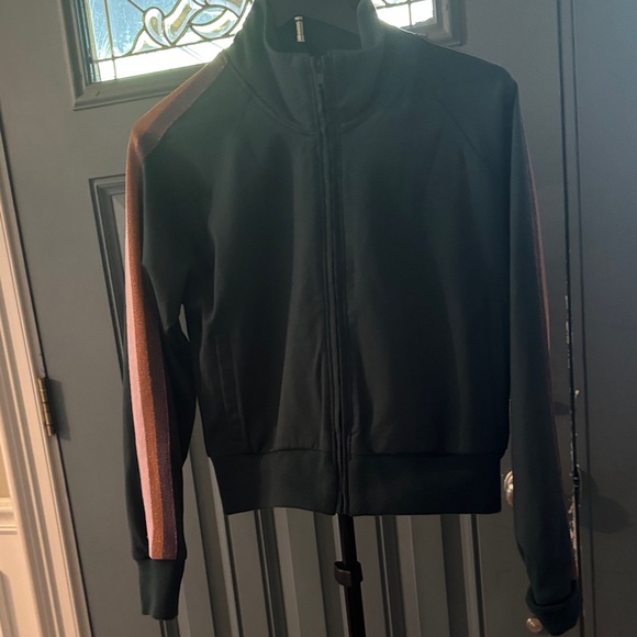 Spiritual Gangster Forrest Green Track Jacket with Metallic Stripes - Picture 1 of 6